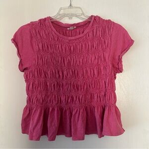 Pilcro Fuchsia Smocked Blouse
